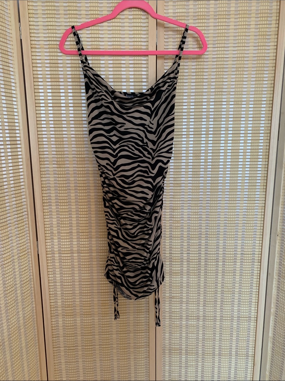 Justify Zebra Print Slip Dress in Black and Cream